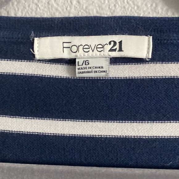 Forever 21-striped 3/4 sleeve lightweight sweater- Size Large - Picture 3 of 5